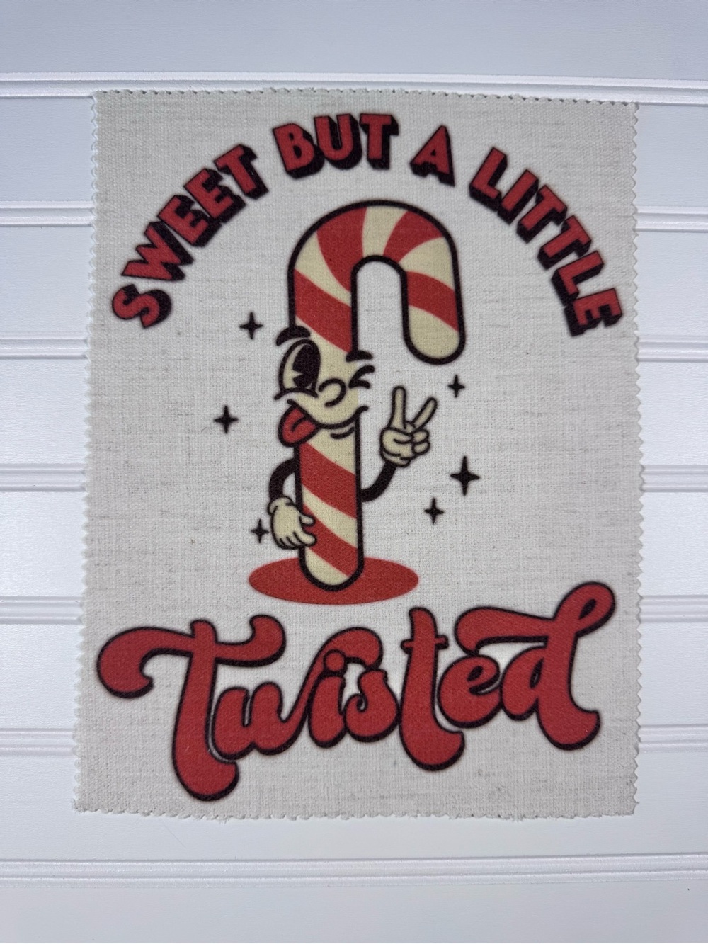 Sweet But A Little Twisted Holiday Fabric Patch - Red